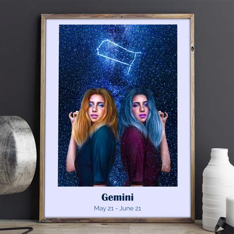 Gemini Zodiac Sign Printable Poster (3 sizes) - Magda Design - Printable planners and resources ...