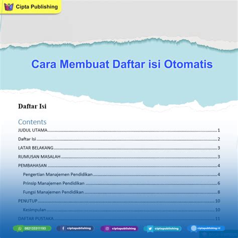 cara buat daftar isi secara otomatis dan manual