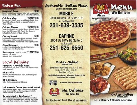 Marco's Pizza Printable Menu