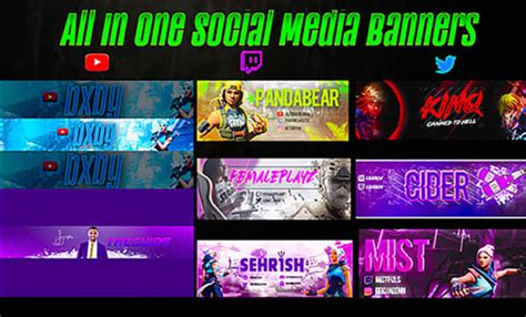 Design youtube banner, twitch banner, facebook cover, twitter header and logo by Peekreact | Fiverr