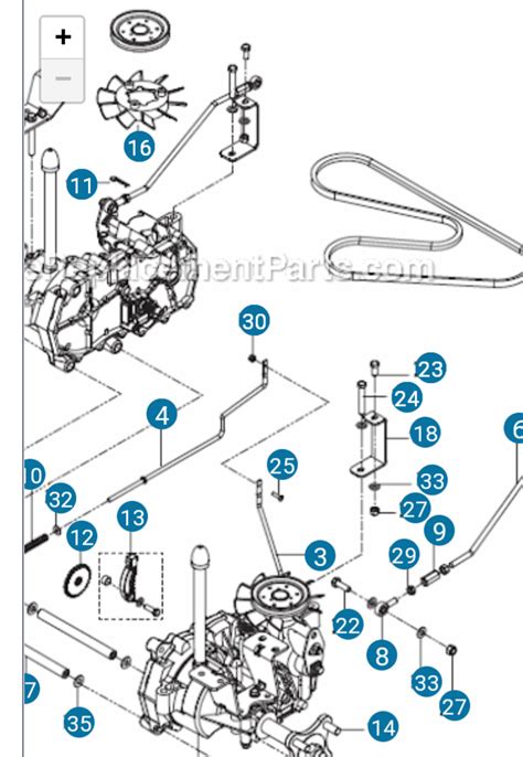 Transmission drive belt diagram for Husqvarna rz5424 zero turn