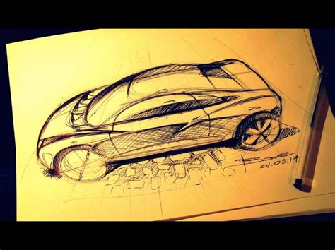 Top side perspective car sketch tutorial - Car Body Design