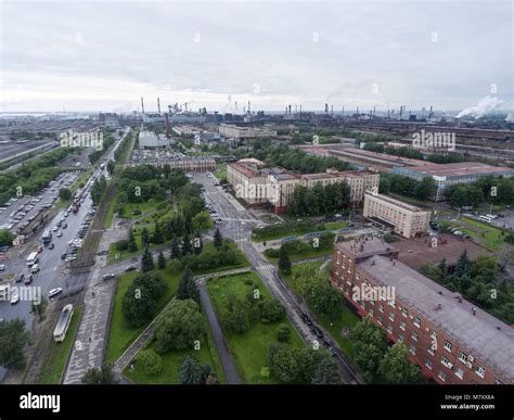 CHEREPOVETS, RUSSIA-CIRCA JUL, 2016: An industrial part of Cherepovets city with Severstal ...