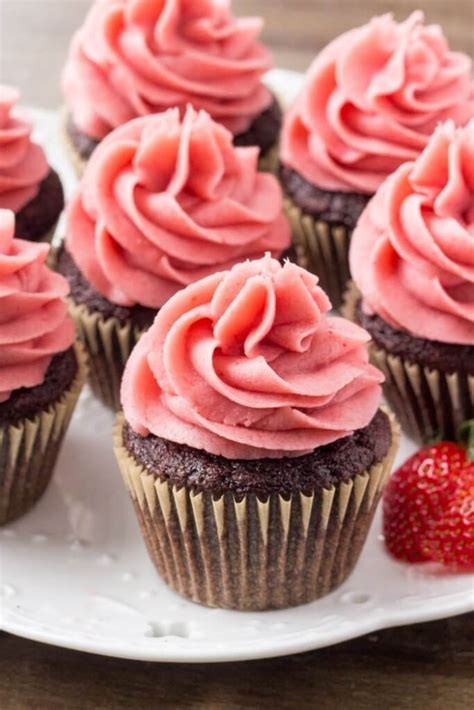 Chocolate Cupcakes with Strawberry Frosting - Just so Tasty