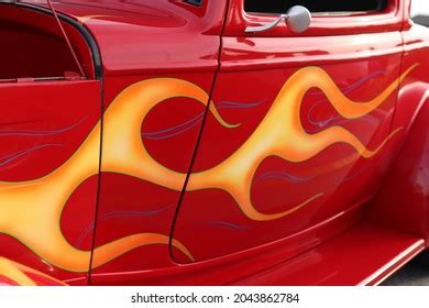 Red Old Fashioned Car Flames On Stock Photo 2043862784 | Shutterstock