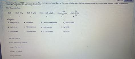 Solved Devise a synthesis of (E)-2-butene using one of the | Chegg.com