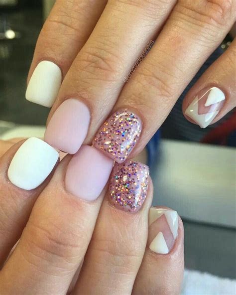 Linda uñas en rosa, blanco mate con brillos rosas 💗 | Manicura de uñas ...