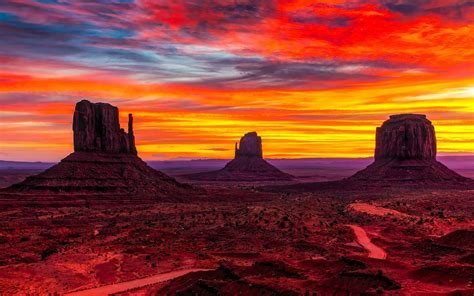 Sunset Monument Valley Desert Region Of Red Sand Arizona Utah Ubava Desktop Hd Wallpaper For ...