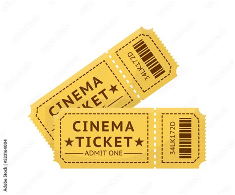 Cinema tickets vector illustration. Cartoon movie theater admission ...