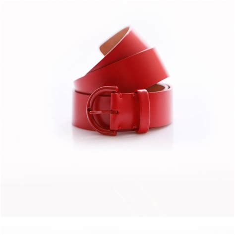 Louis Vuitton, Red matte leather belt. - Unique Designer Pieces