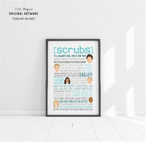 Scrubs Characters Quotes Wall Poster Scrubs TV Show Dorm - Etsy