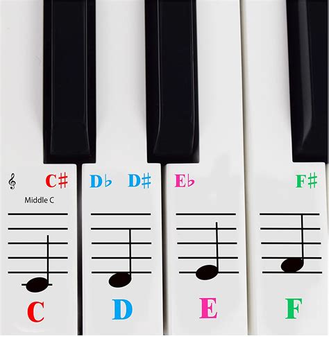 QMG Colorful Piano Keyboard Stickers for 61 Key Keyboards - Quality ...