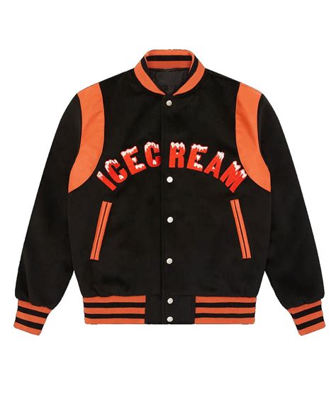 BBC Embroidered Icecream Black Varsity Jacket - Jackets Expert