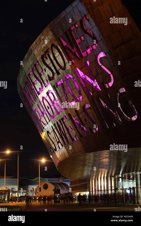 Millennium Centre Cardiff at night Stock Photo - Alamy