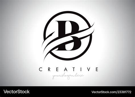 B letter logo design with circle swoosh border Vector Image