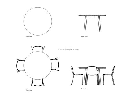 Round Table, Plan+Elevation - Free CAD Drawings