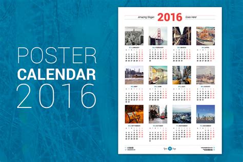 Poster Calendar 2016 ~ Stationery Templates ~ Creative Market