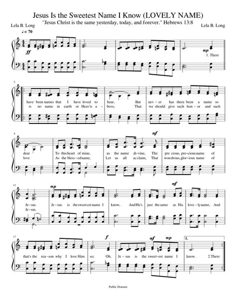 Jesus Is The Sweetest Name I Know (LOVELY NAME) Sheet music for Piano (SATB) | Musescore.com