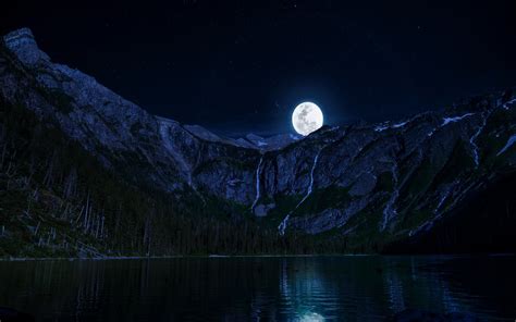 HD Wallpaper: Serene Moonlit Nature Landscape