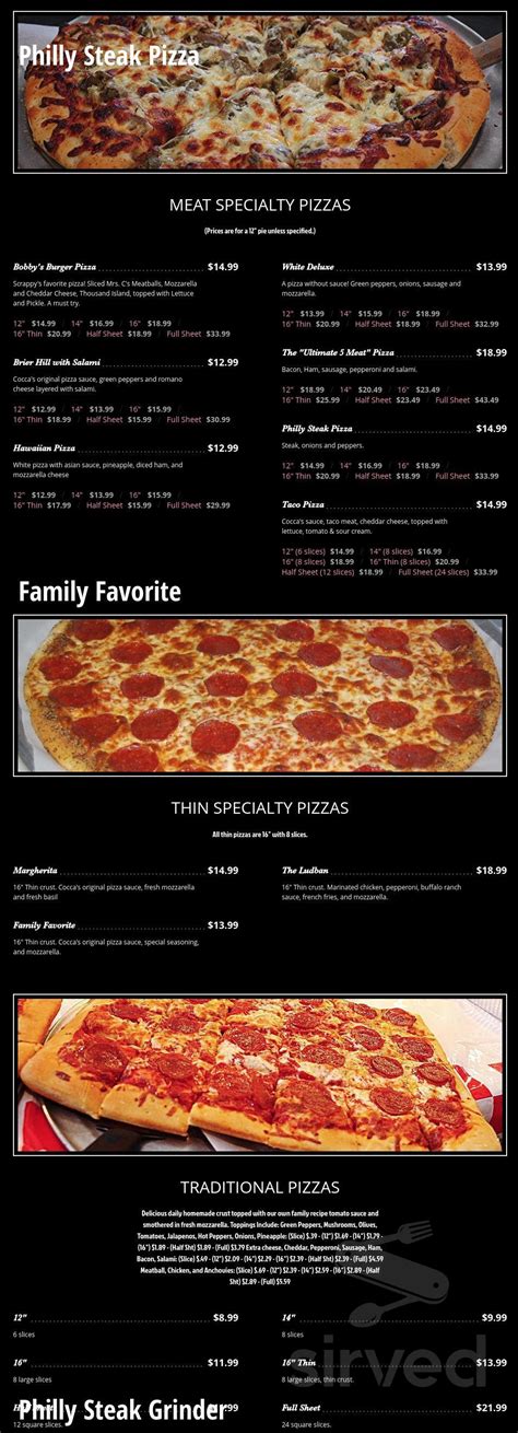 Cocca's Pizza menus in Salem, Ohio, United States