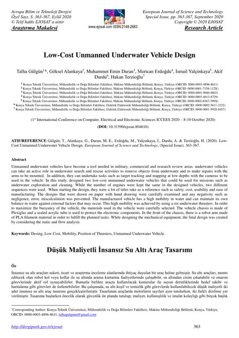 (PDF) Low-Cost Unmanned Underwater Vehicle Design