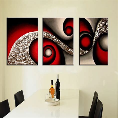 Aliexpress.com : Buy 3 panel abstract art oil painting red wall decor canvas black and white ...