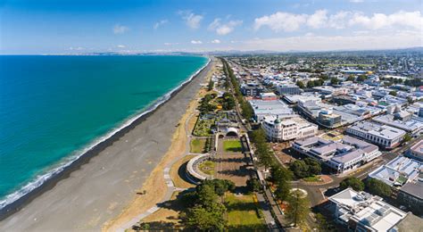 Overhead Looking At Napier Beach New Zealand Stock Photo - Download ...