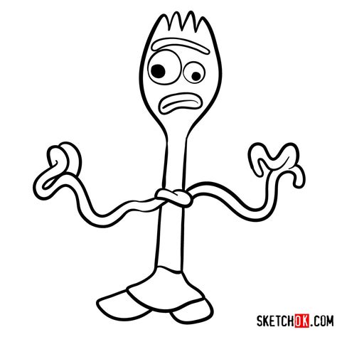 How to draw Forky from Toy Story 4 - Step by step drawing tutorials | Disney character drawings ...