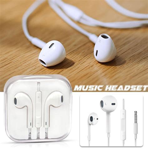 White Earphones Earbuds Headphone Mic & Volume Control For Mobile & For ...