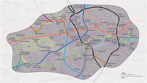 London Underground Zone 1 with Street Map - London England • mappery