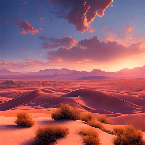 Desert Sunset - The breathtaking beauty of a desert at sunset Digital ...