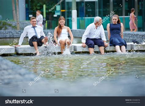 Funny Happy Business People Splashing Water Stock Photo 345688376 ...