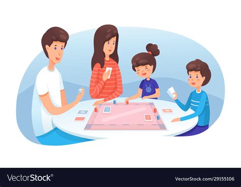 Family playing board game flat Royalty Free Vector Image