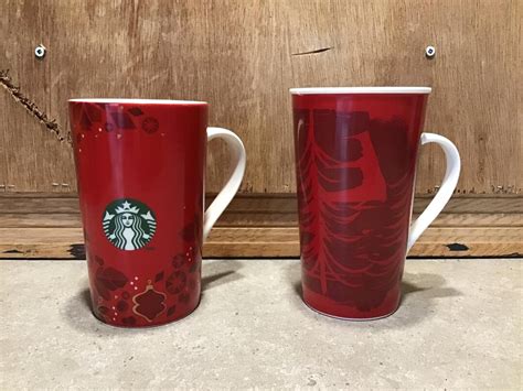 Set of 2 Starbucks Mugs, Starbucks Red Coffee Mugs - Etsy