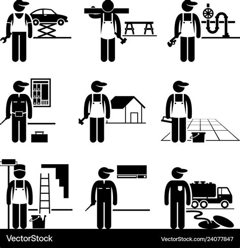 Handyman labor labour skilled jobs occupations Vector Image