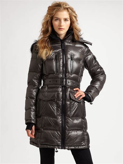 Lyst - Burberry Sport Fur-trimmed Quilted Long Puffer Coat in Gray