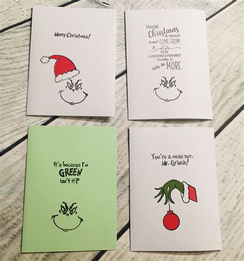 Grinch Christmas Cards Assorted set of 4 Handmade on Quality | Etsy