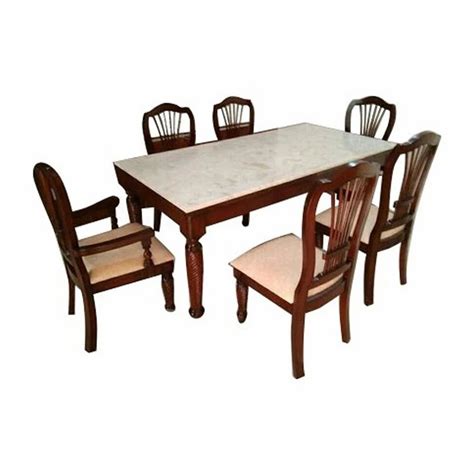 6 Seater Marble Top Engineered Wood Dining Table Set at Rs 65000/set in ...