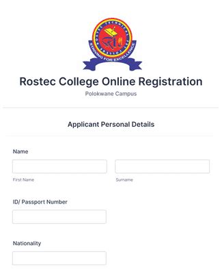 Rostec College Online Registration Form Template | Jotform