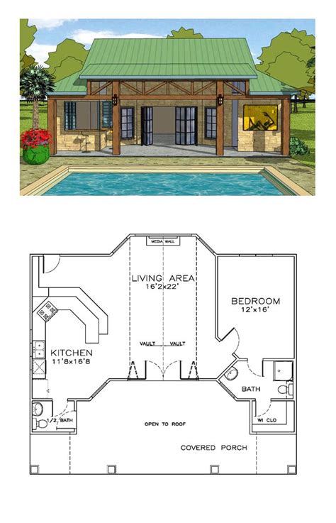 Coastal House Plan 57863 | Total Living Area: 932 sq. ft., 1 bedroom ...