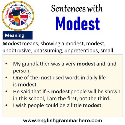 Sentences with Modest, Modest in a Sentence and Meaning - English Grammar Here