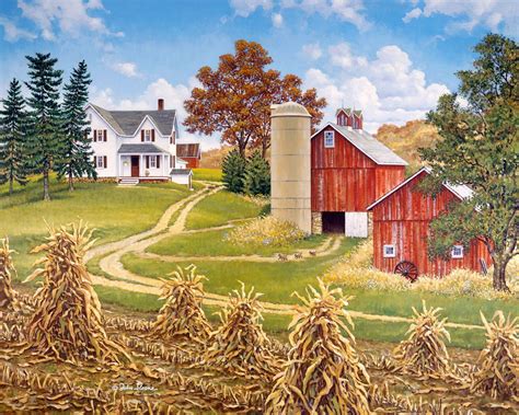 Hilltop Farm © John Sloane in 2021 | Farm art, Farm paintings ...