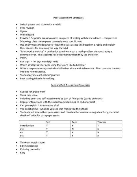 Peer and Self Assessment