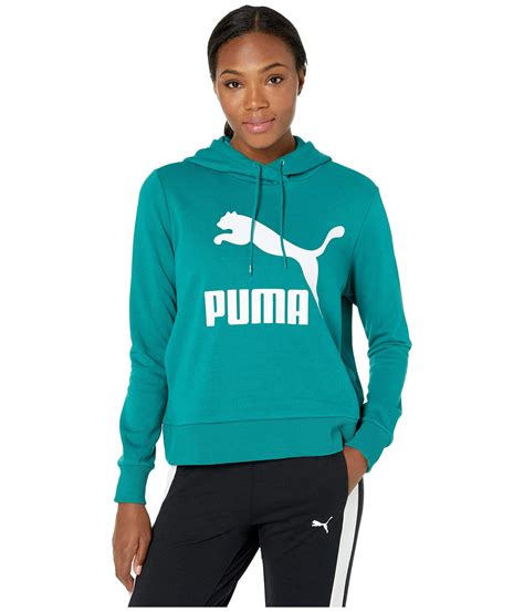 PUMA Cotton Classics Logo Hoodie in Green - Lyst