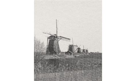 6 Kinderdijk Windmills Map Designs & Graphics