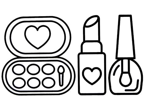 Easy Makeup Set Coloring Page - Free Printable Coloring Pages for Kids