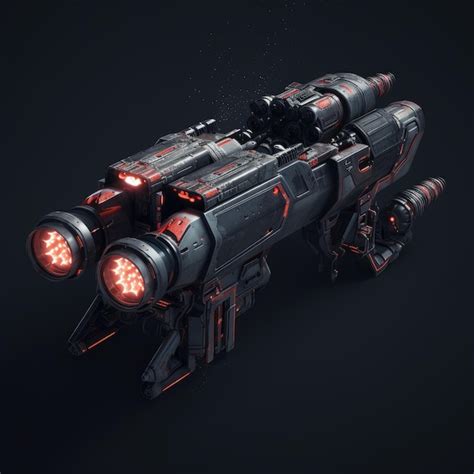 Premium AI Image | Power Unleashed Futuristic Laser Cannons and Rocket Launcher merge in the Shadows