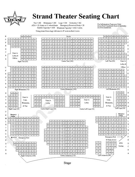 Strand Theatre Seating Chart printable pdf download