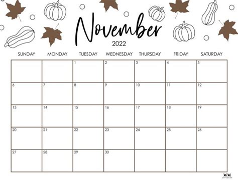 Printable November 2022 Calendar-Style 15 in 2022 | Printable calendar pages, Calendar ...