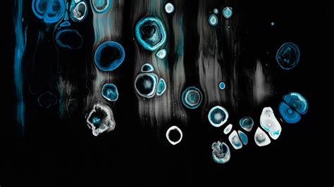 paint, circles, dark, blue, black, 4k HD Wallpaper